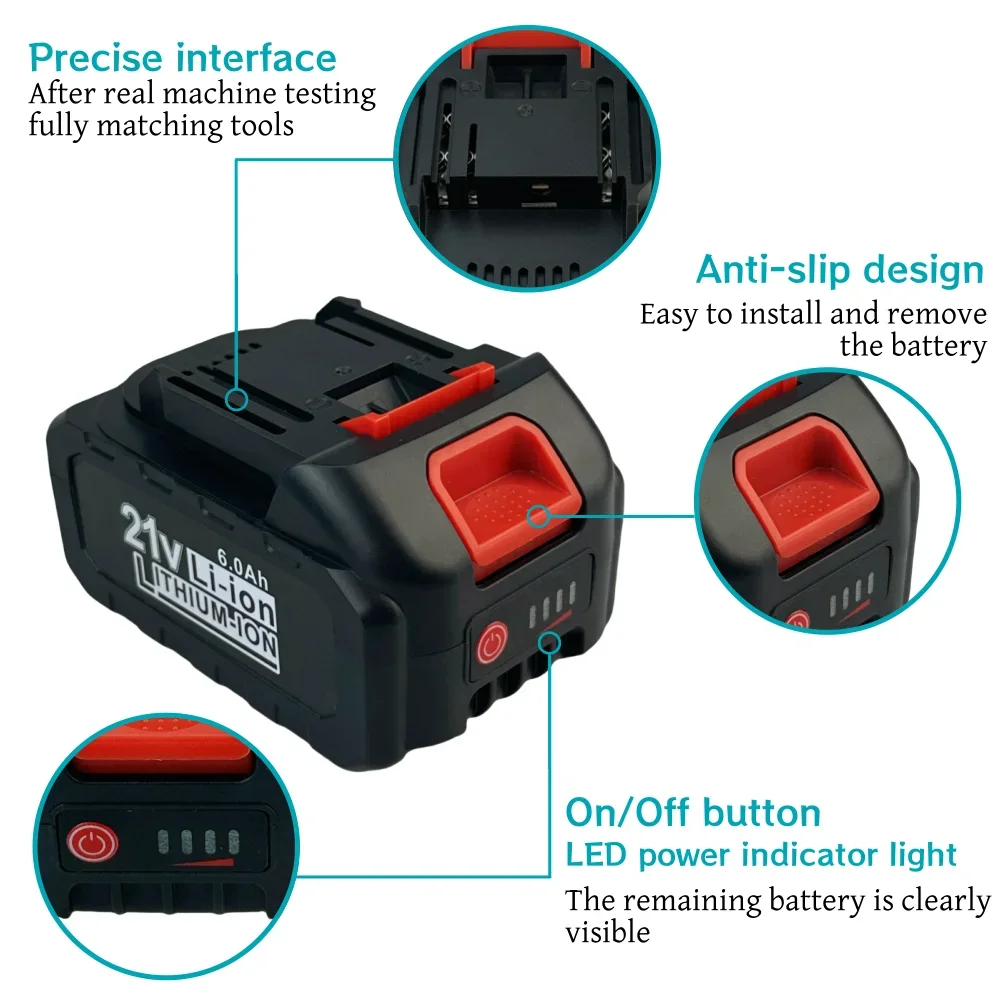 21V 6000mAh Rechargeable Battery Suitable for Makita Lithium-ion Power Tool Cordless Drills Battery Replace