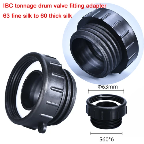 두꺼운 플라스틱 IBC 탱크 피팅, 63mm 미세 톱니에서 60mm 굵은 톱니 나사, 정원 물 커넥터, 고품질 