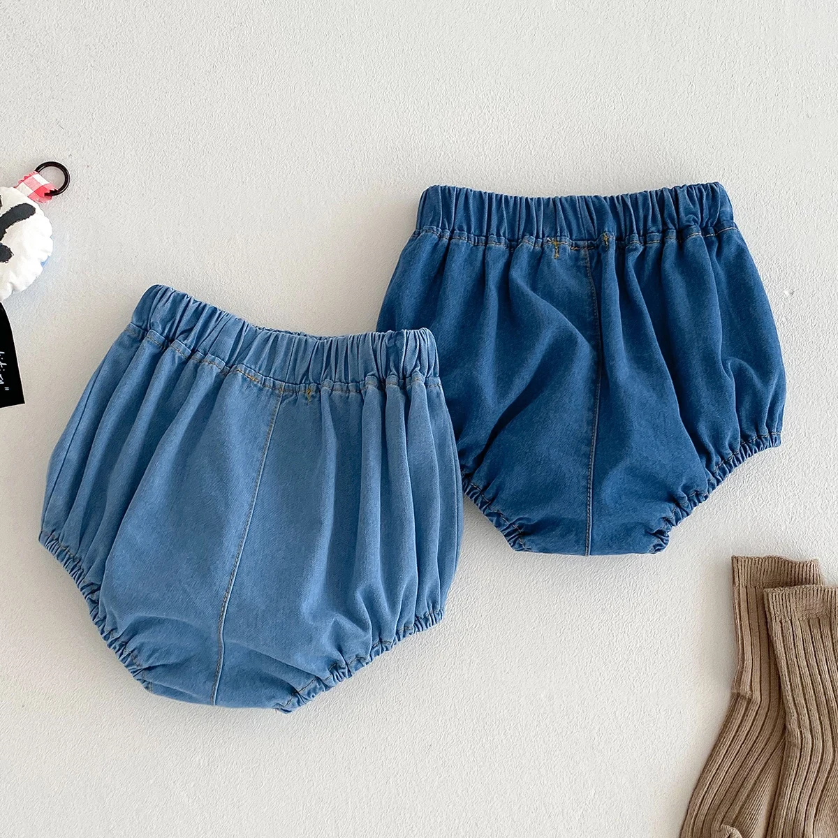 Summrt Baby Denim Bloomer Shorts Toddler Boys Girls Shorts Pants with 2 Pockets Casual Children Shorts for 3m 6m 12m 24m 3t