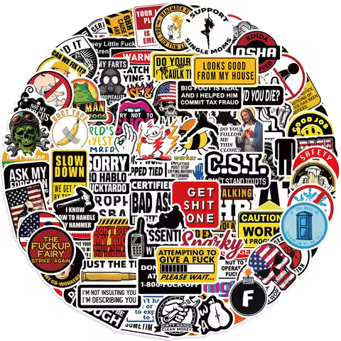 100Pcs Funny Safety Helmet Graffiti Sticker Decoration Guitar Notebook Luggage DIY Waterproof Cross-border Wholesale
