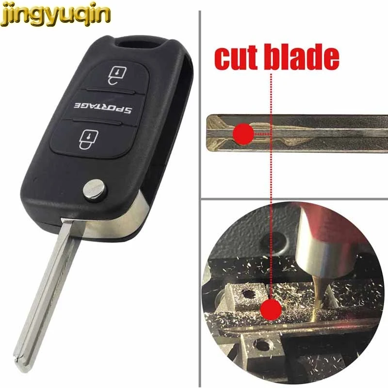 

Jingyuqin Uncut/Cut Blade Flip Folding 3 Buttons Remote Car Key Case Key Shell Fob Blank Case Replacement For Kia Sportage