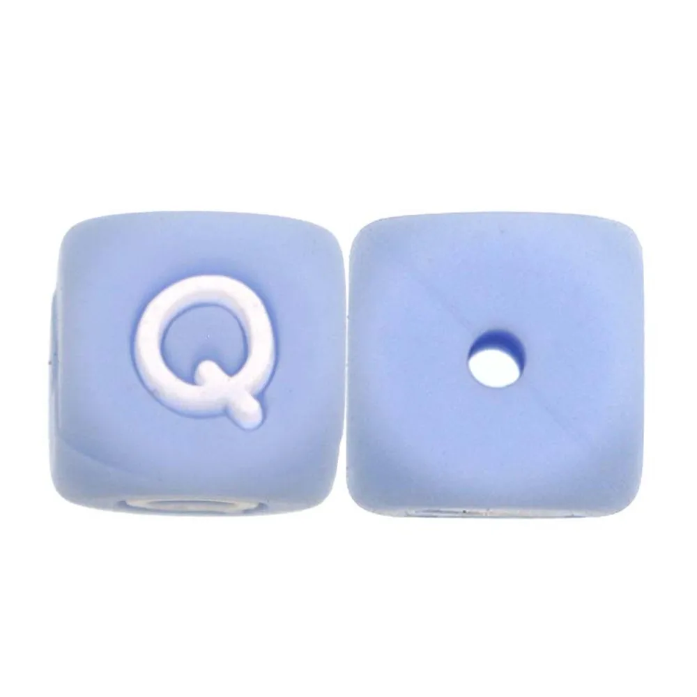 Sunrony 10~100Pcs Silicone Letter Beads 12MM Blue Square Alphabet Spacer Bead DIY Name Bracelet For Jewelry Making image 3