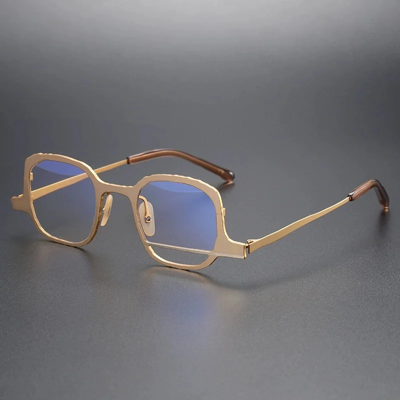 Belight Optical ญี่ปุ่น Dissymmetry Design Vintage Retro Handmade Pure Titanium กรอบแว่นตาเลนส์ MM0072