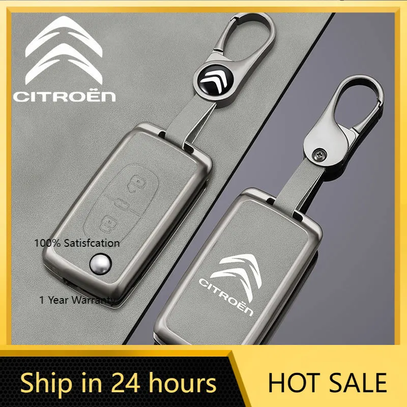 

2026 Hot Car Sticker Zinc Alloy Leather Car Key Case Cover Key Protector Shell For Citroen C2 C3 C4 C5 C6 Xsara Berlingo Auto St