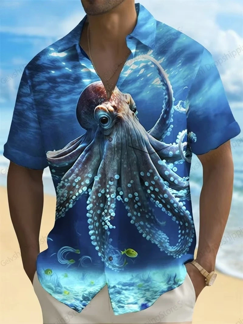 2025 Moon Star Hawaiian Shirt Men Women Fashion Casual Hawaiian Sea Shirts Short Sleeve Button Blouse Festive Holiday Tops