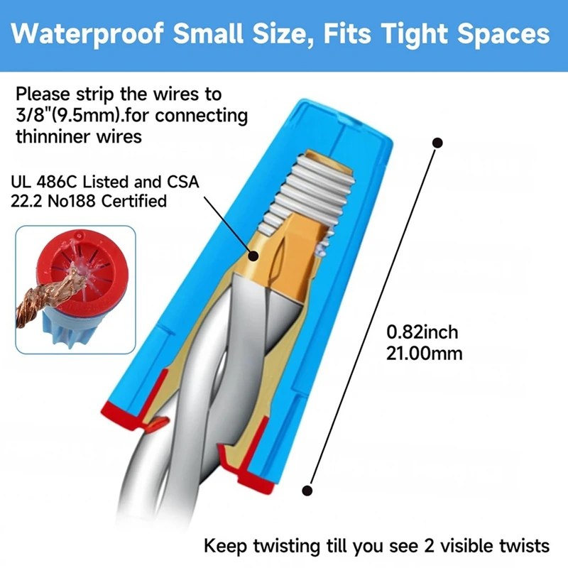 

50 шт. водонепроницаемые электрические разъемы для проводов 22AWG-14AWG, наружное уплотнение, электрические поворотные гайки, колпачки, кабельный разъем-VVBC