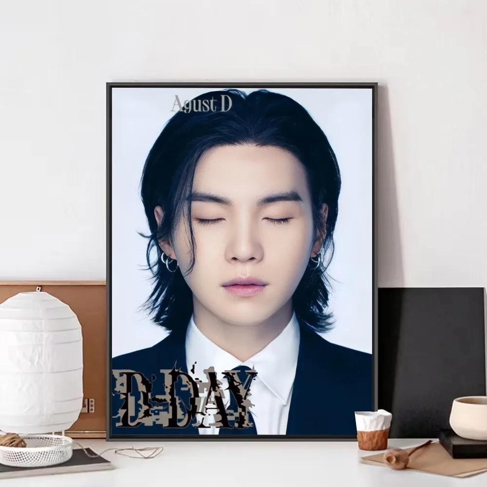 S-Suga Kpop A-Agust D Poster Fancy Wall Sticker for Living Room Bar Vintage Decorative Painting Middle Bedroom