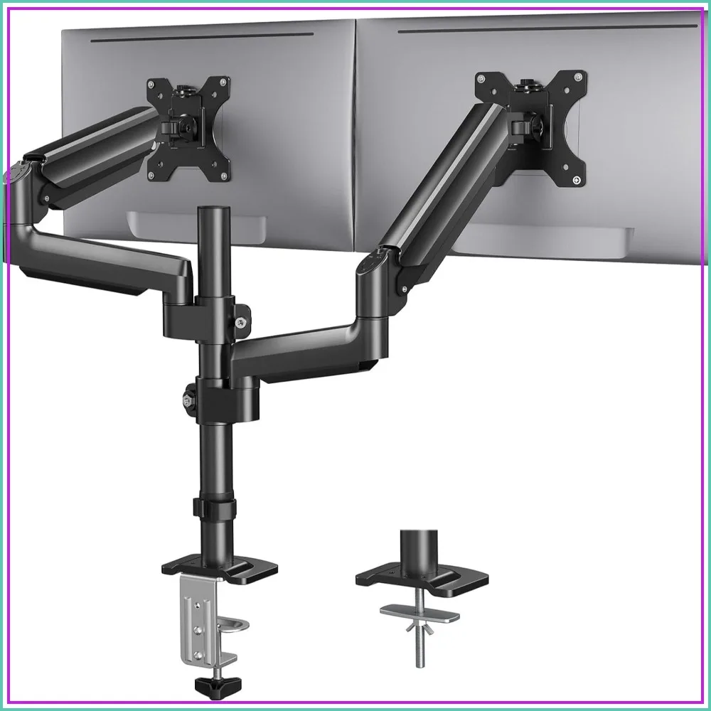 

Dual Monitor Mount for 32 inch Screens, Taller Stand Holds 19.8lbs, Adjustable Arm with Tilt Swivel Rotation, VESA 75/100mm