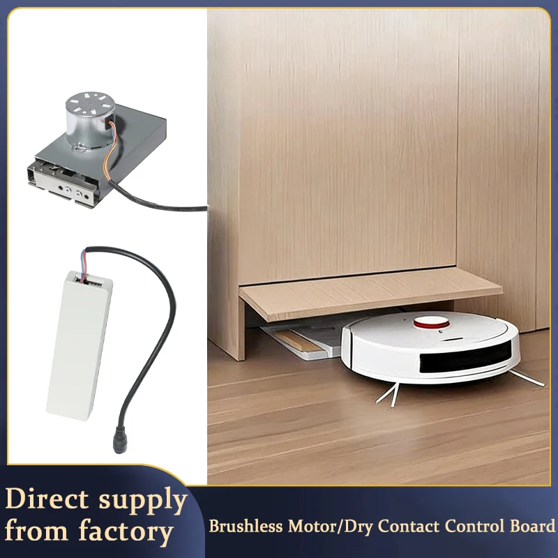 Smart Electric Telescopic Rod Automatic Flip Door Opener for Robot Vacuum with Infrared Sensor and Hardware Hinge Kit Linkage