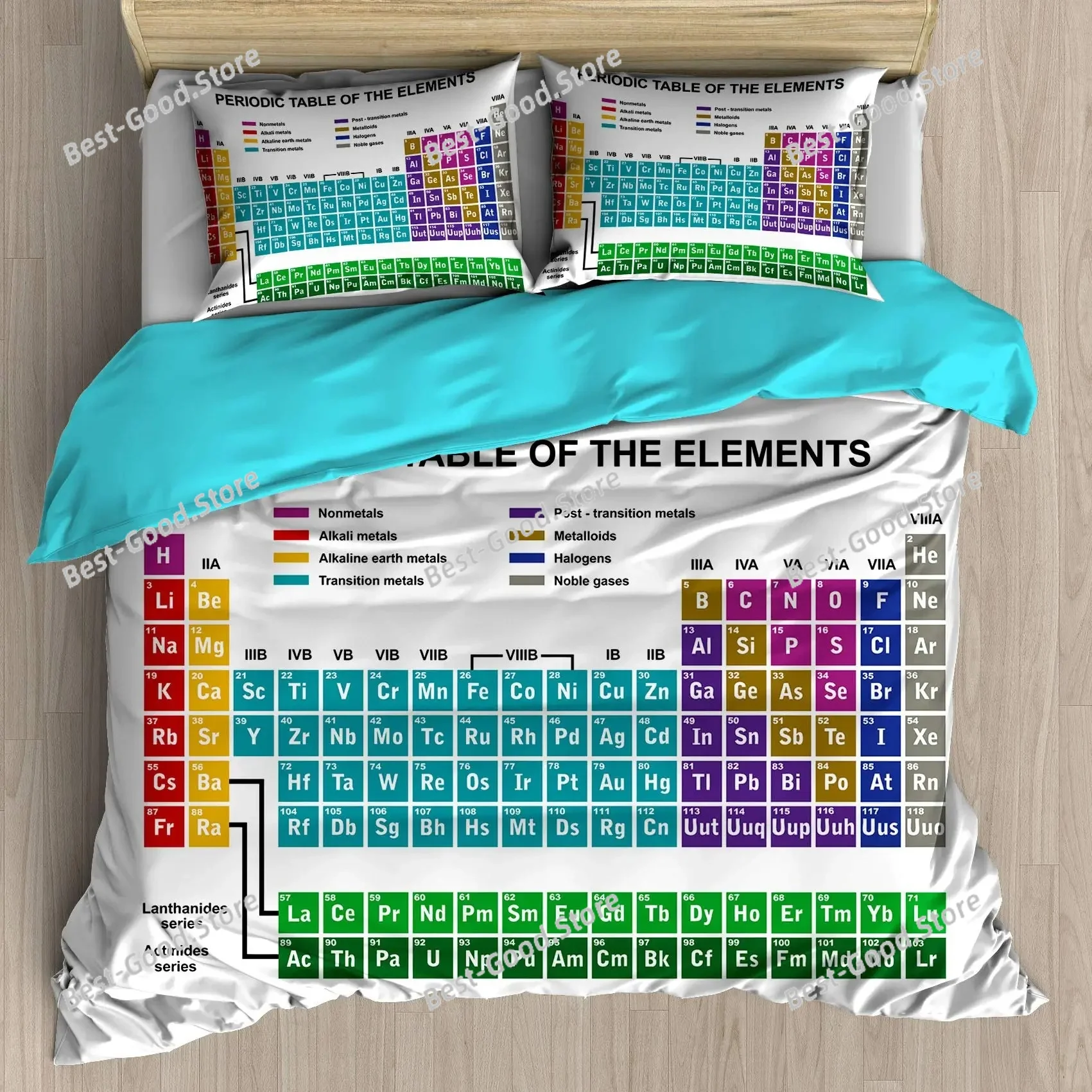 Periodic Table King Queen Duvet Cover Educational Science Chemistry Bedding Set For Students Teachers Element Table Quilt Cover