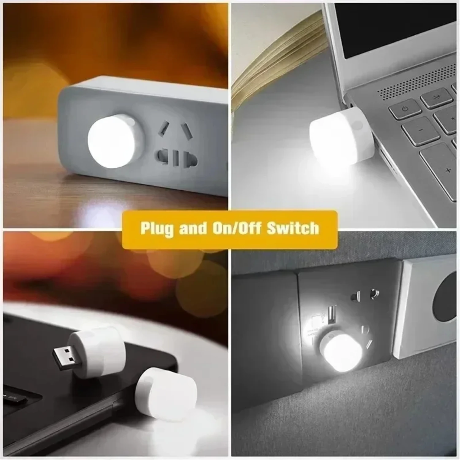Warm White Portable USB Mini LED Night Light for Eye Protection, Convenient Book Reading Light, Easy to Plug into PC or Mobile P