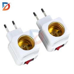 1-2PCS 220V E27 bulb socket, integrated spiral lamp holder base connector with switch European standard