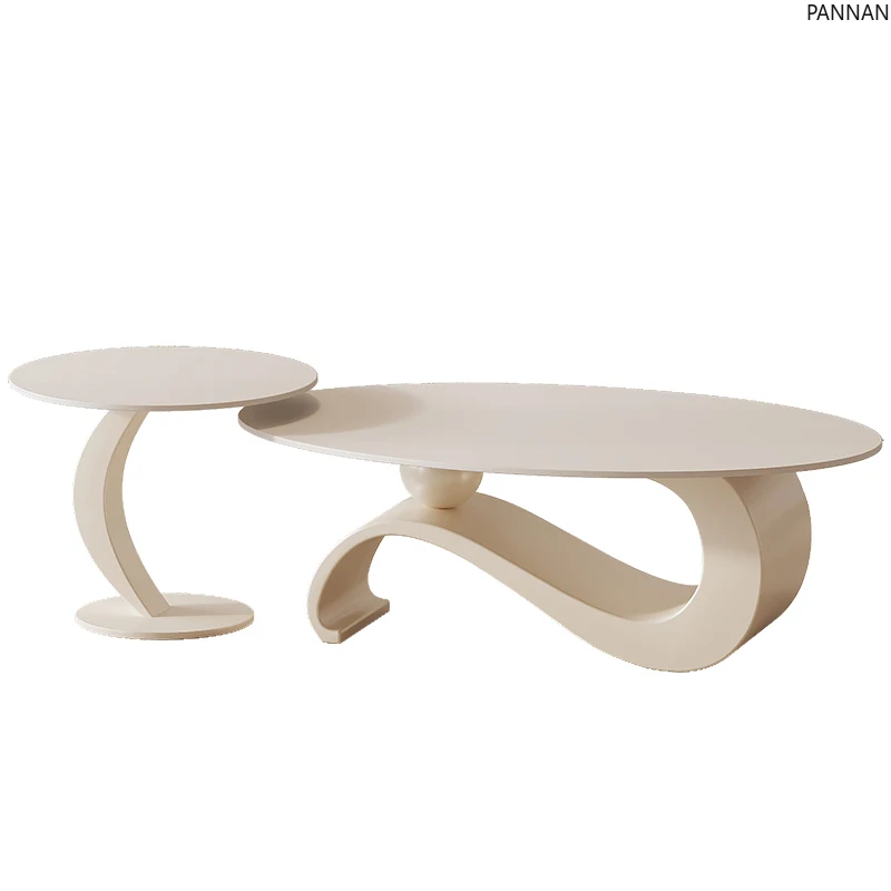 

Cream wind rock board coffee table living room light luxury high sense simple modern small apartment coffee table combination