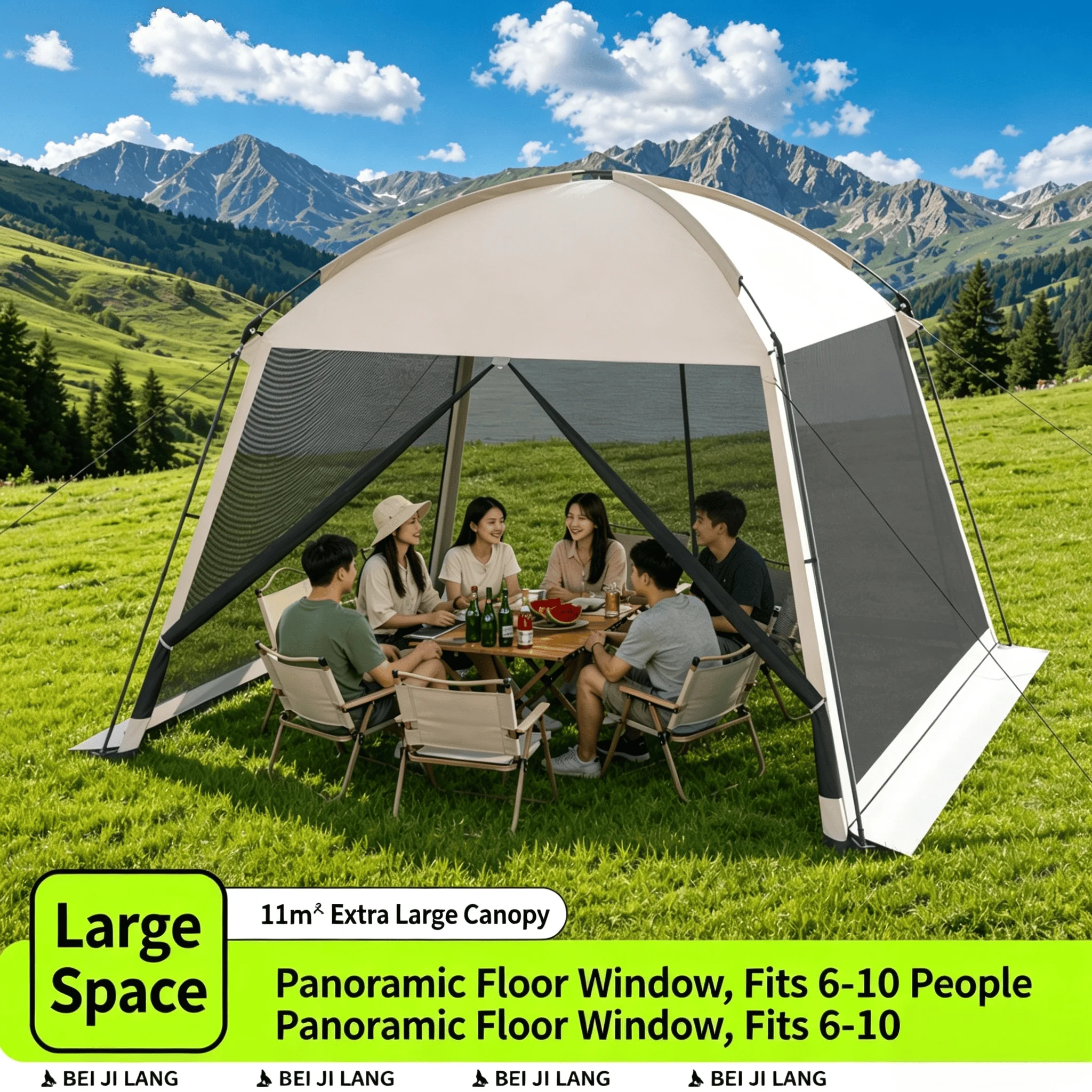 1 pcs Spacious Anti‑UV Camping Screen House Canopy Tent