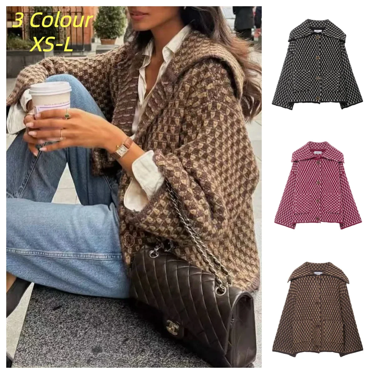 

Повседневная свободная вязаная куртка-свитер, универсальная независимая станция, модная женская одежда, длинная длинная одежда из полиэфирной ткани...