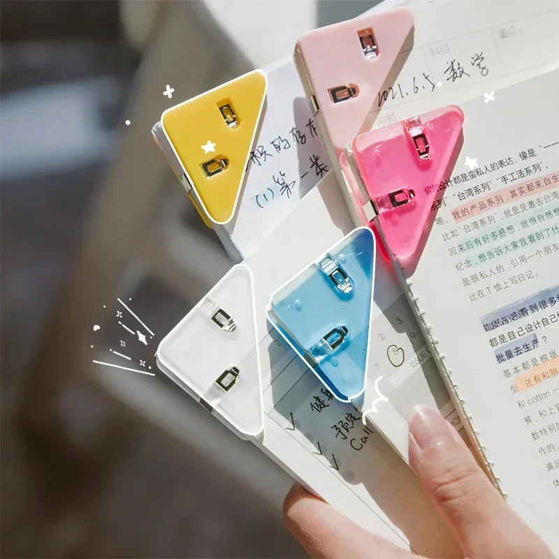 5pcs/set Paper Clip Triangle Corner Clips File Paper Clips Kawaii File Index Photo Clamp Page Holder Korean Stationery Organizer