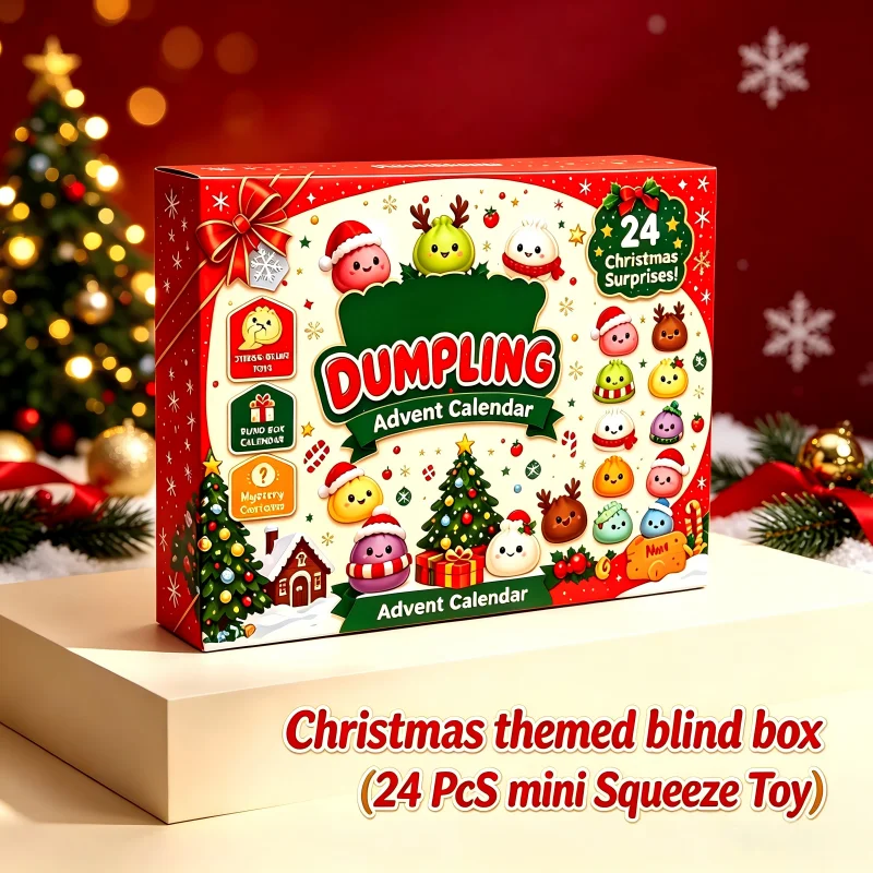 Kerst Dumpling Adventskalender 24 stuks Mini Squishy Speelgoed Countdown Blind Box Schattig Stressverlichtend Knijpspeeltje Kerstverrassing Cadeau