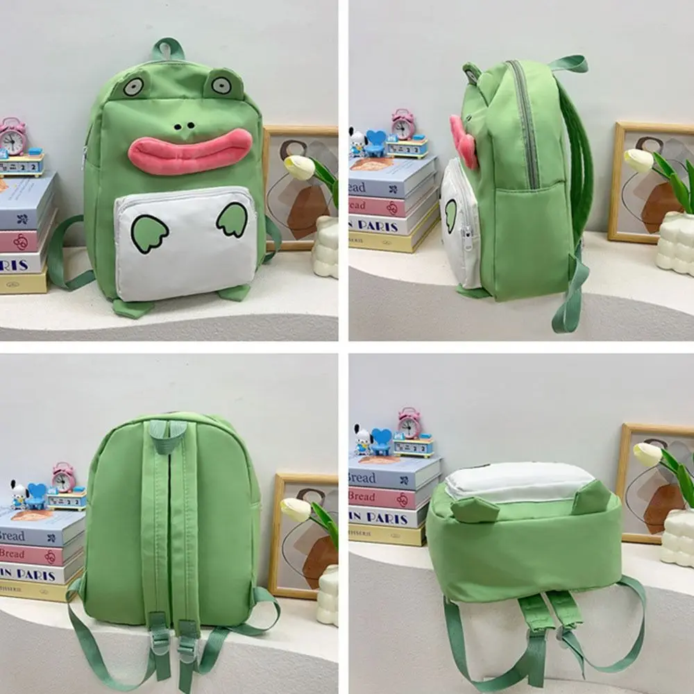 Cute Polyester Little Frog Backpack Storage Large Capacity Doll Schoolbag Storage Bag