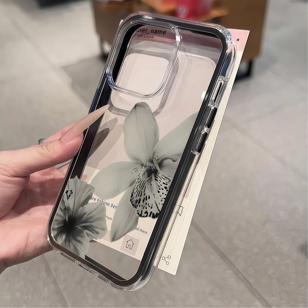 Wabi-Sabi-Stil Blumen-Handyhülle für iPhone 16 14 15 Plus 13 14 15 17 16 12 11 ProMax 16 15 Pro 17 Air Transparente Weiche Hülle – Detail 3