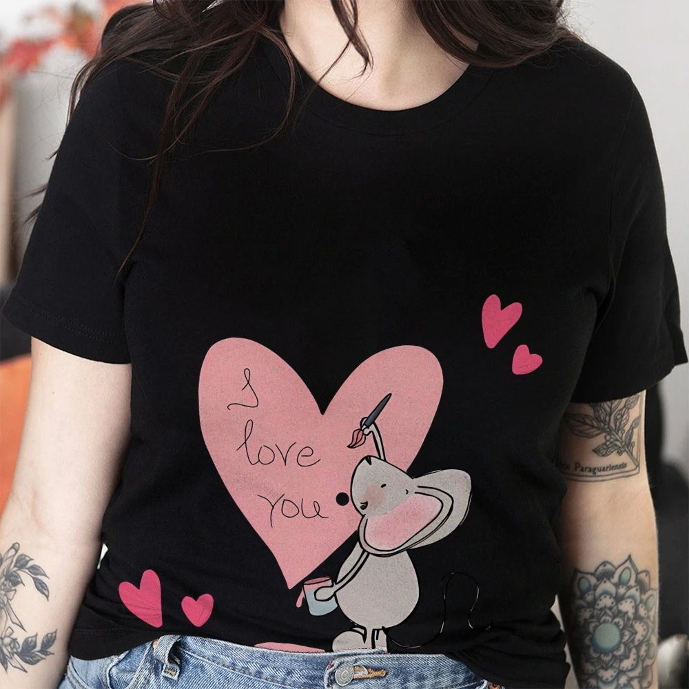 

Cute Hand-Painted Style, Women's T-Shirt, Y2k Graphic Tee, Hand-Painted Bunny Art, Korean Style Summer Top, Oversized Fit 2025