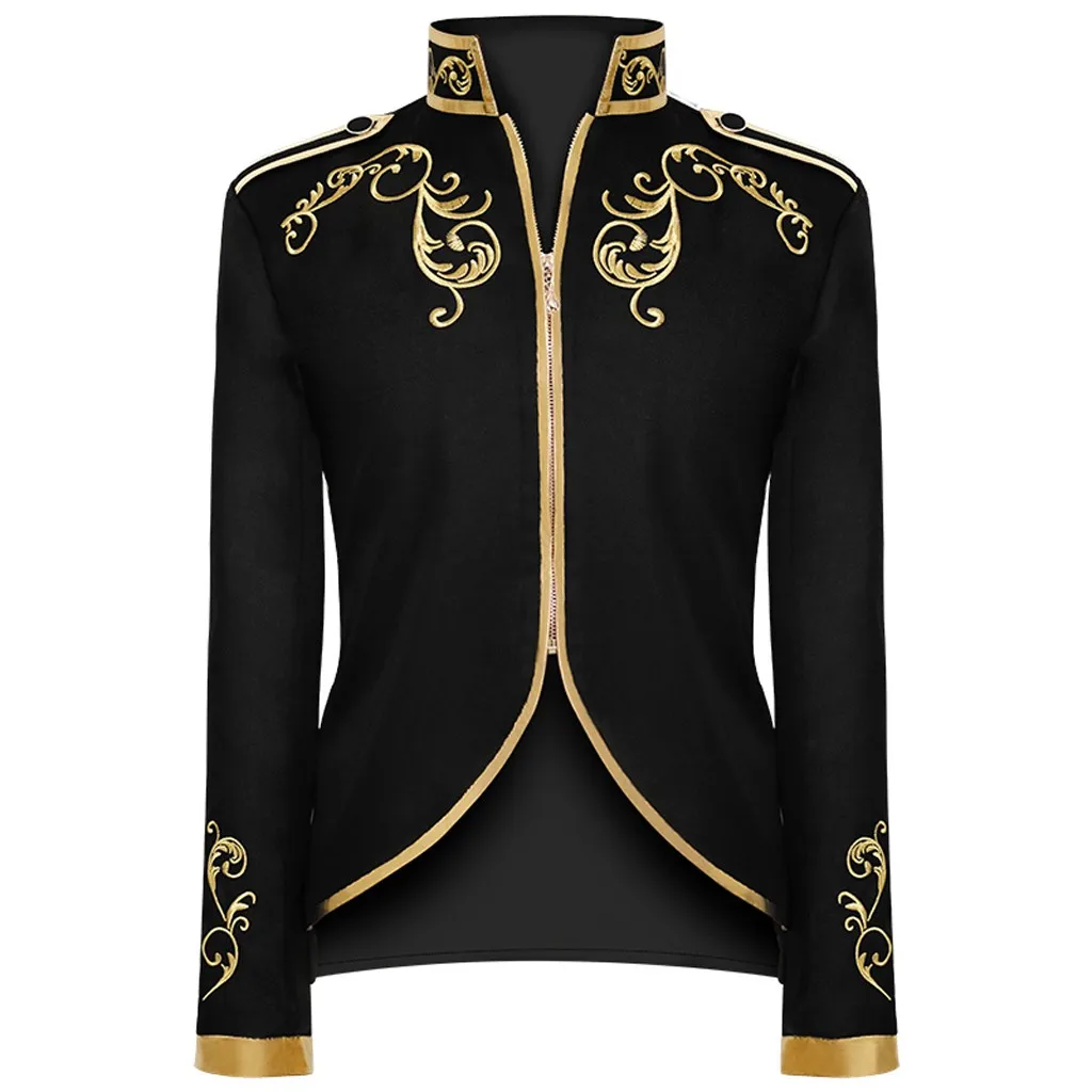 Medieval Men\'s Blazer Embroidery Coat Victorian Jackets For Men Vintage Clothing Prince King Cosplay Halloween Costume Jacket