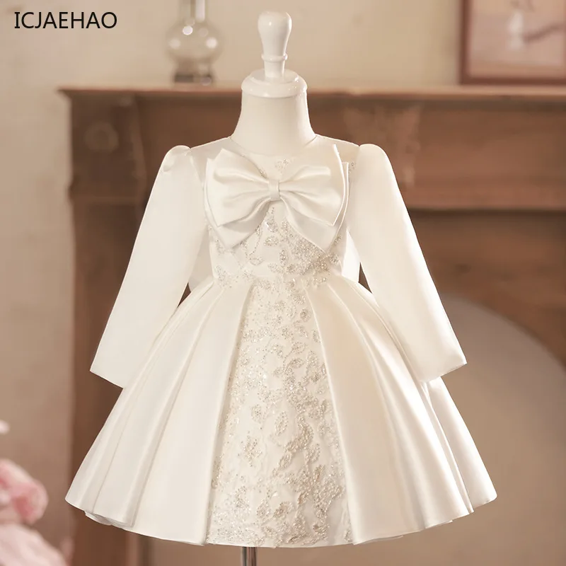 Children's dressdress girl birthday flower girl wedding little girl dress long sleeve princess dress piano performance