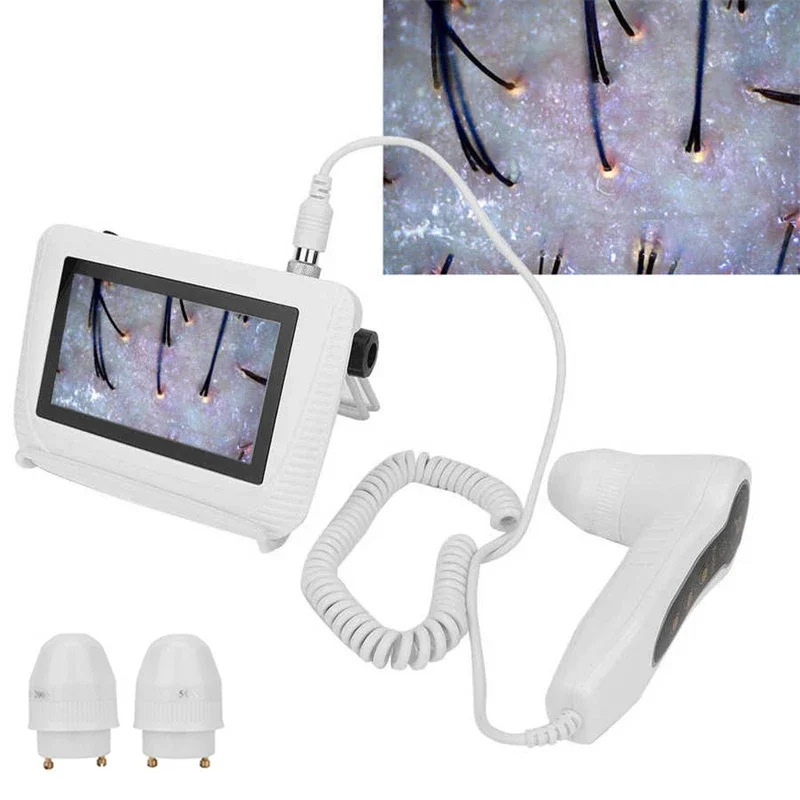50X/200X Hair Follicle Scalp Skin Analyzer Detection Magnifying Microscope LCD Digital Dermatoscope Scalp Hair Detector Tester