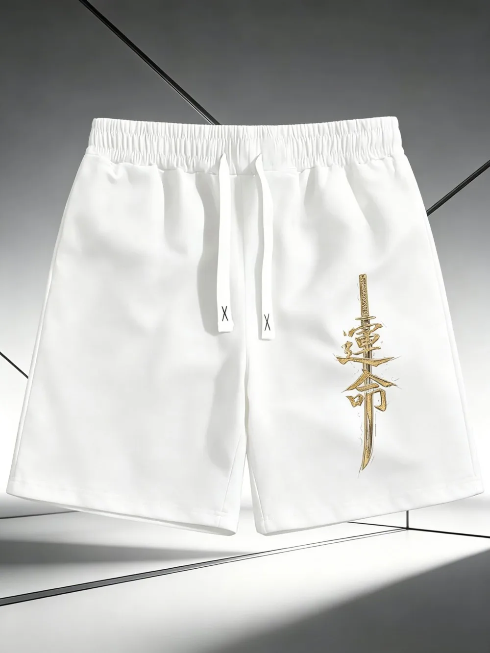 Hot Selling Men's Summer Holiday Samurai Sword Letter Print Comfortable Breathable Drawstring Shorts Outdoor Casual Pants
