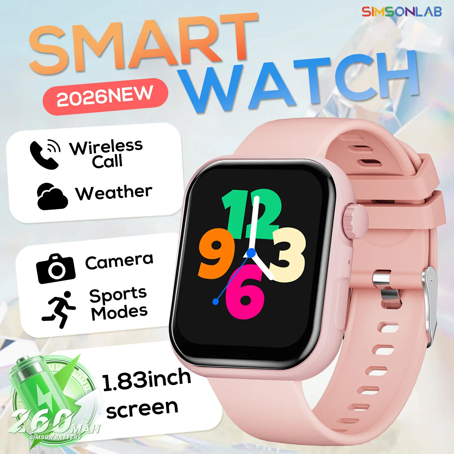 New Smartwatch 2026 1.83''Screen AMOLED for Android/IOS Sports  Bluetooth Call Voice Assistant Game For Men Women Gift