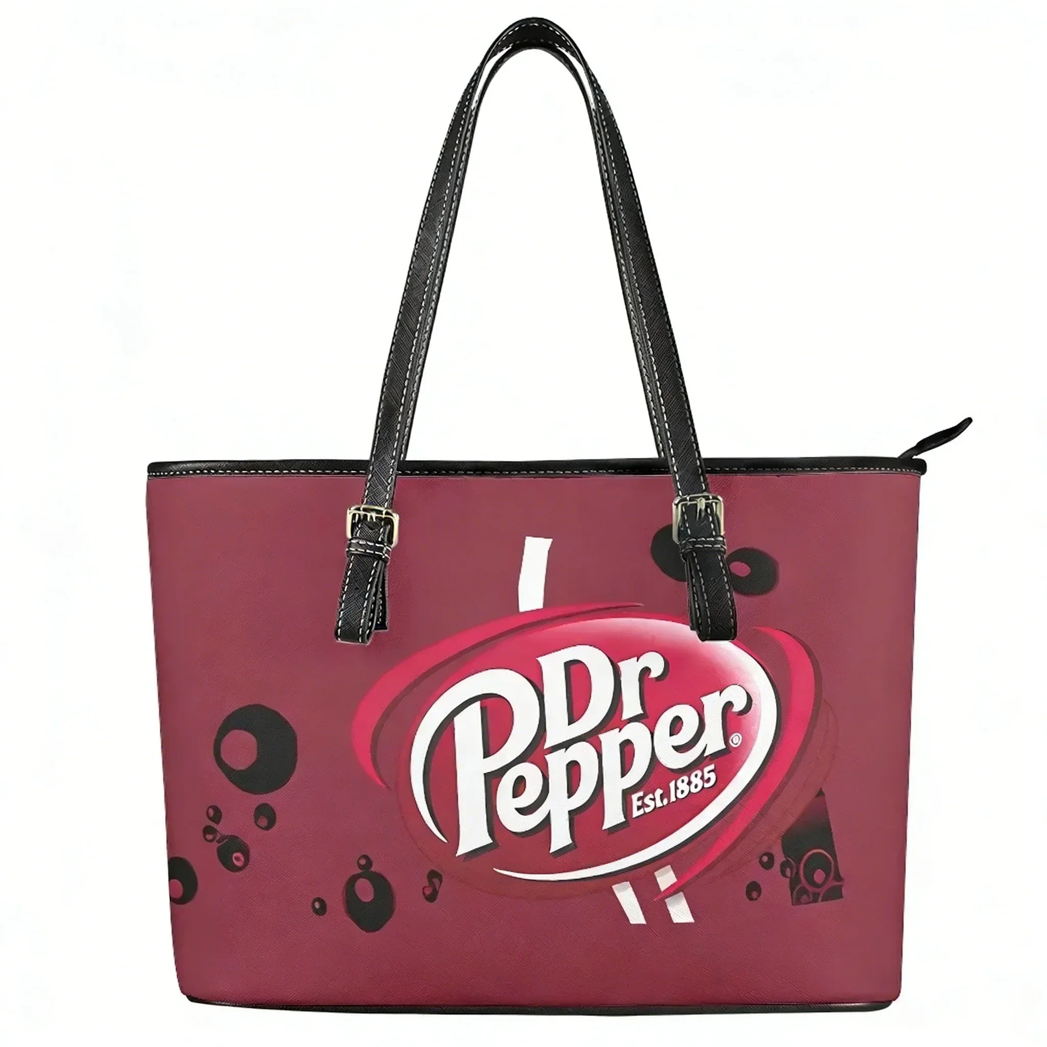 Dr Pepper Carbonated Soft Drink Custom Handbag Womens Mens Personalized Tote Bag Shoulder Bag Business Leather Purse Travel Bag