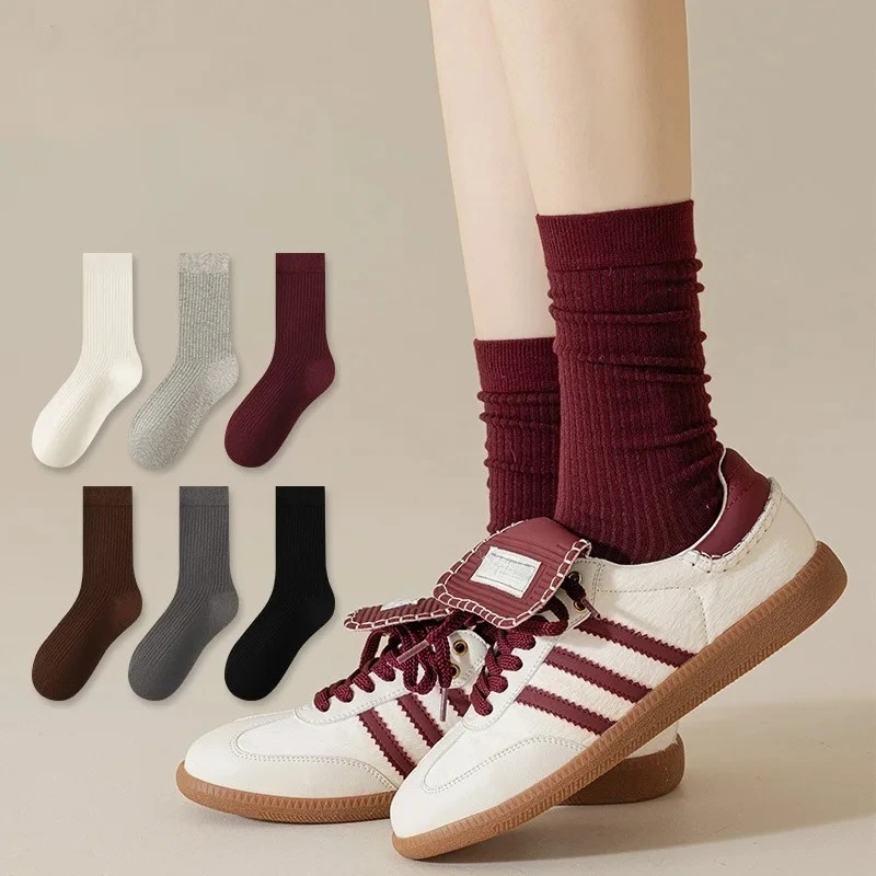 

Women's Ankola Red Socks Autumn and Spring Cotton Trendy Japanese Style Middle Tube Socks Pile Socks