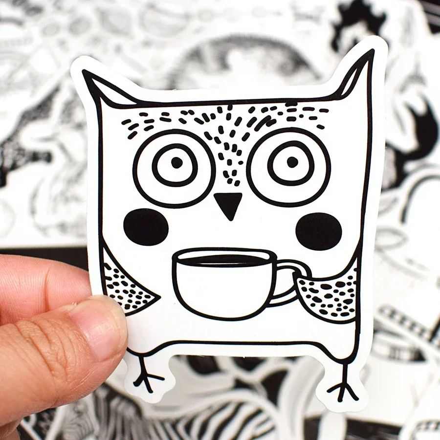 50 PCS Black and White Style Vsco Stickers Anime Cute Graffiti Funny Stickers for Kids Girl Waterproof Decal DIY Laptop Suitcase