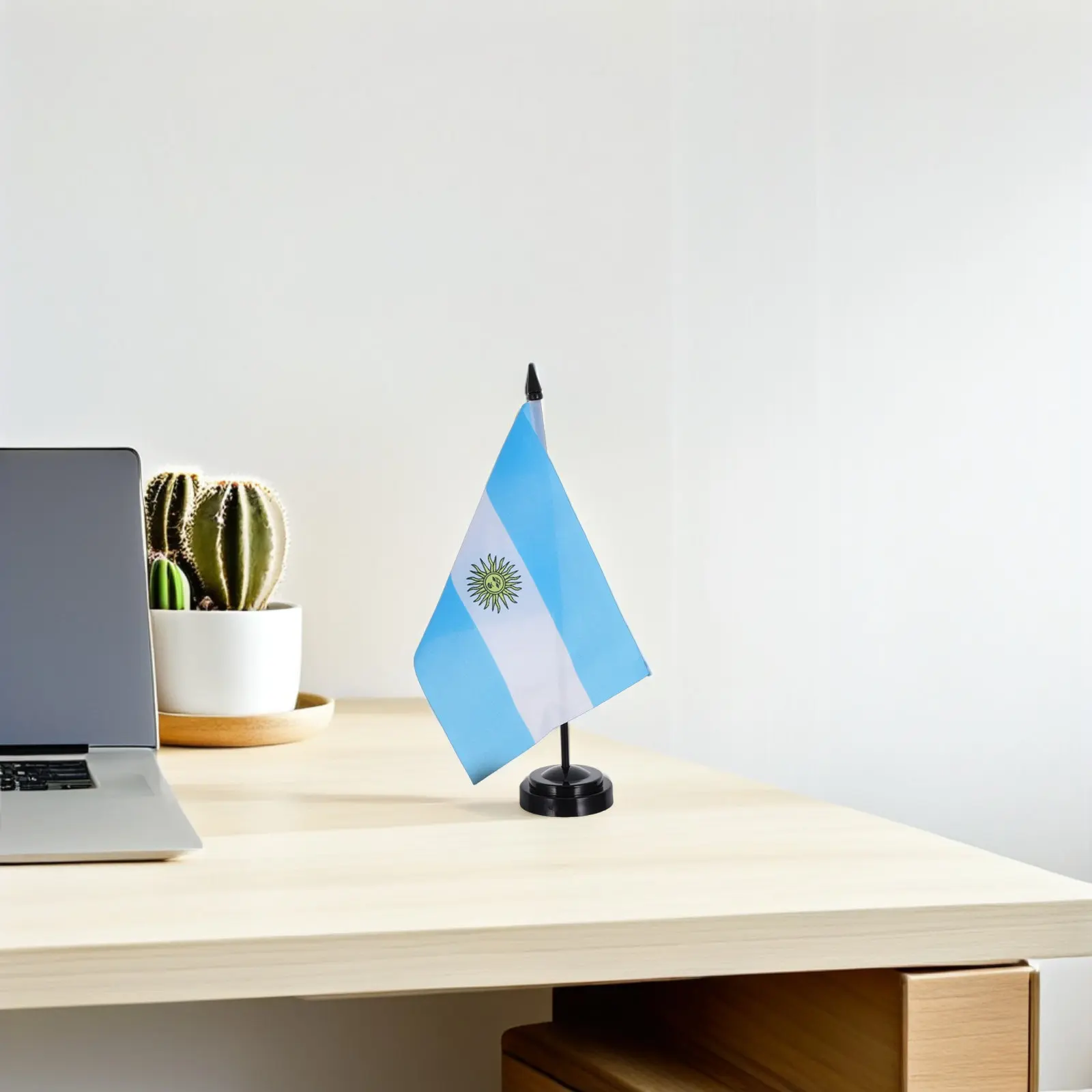 4Sets Argentina Desk Flags with Stands Polyester Table Flags Vivid Colors Fade Resistant Office Decor Argentine Party Decoration