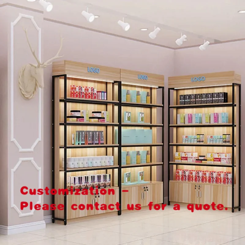 custom.Factory Direct Supermarket Racks Metal & Wood Gondola Shelving Retail Stores with Adjustable Shelves & Durable Constr
