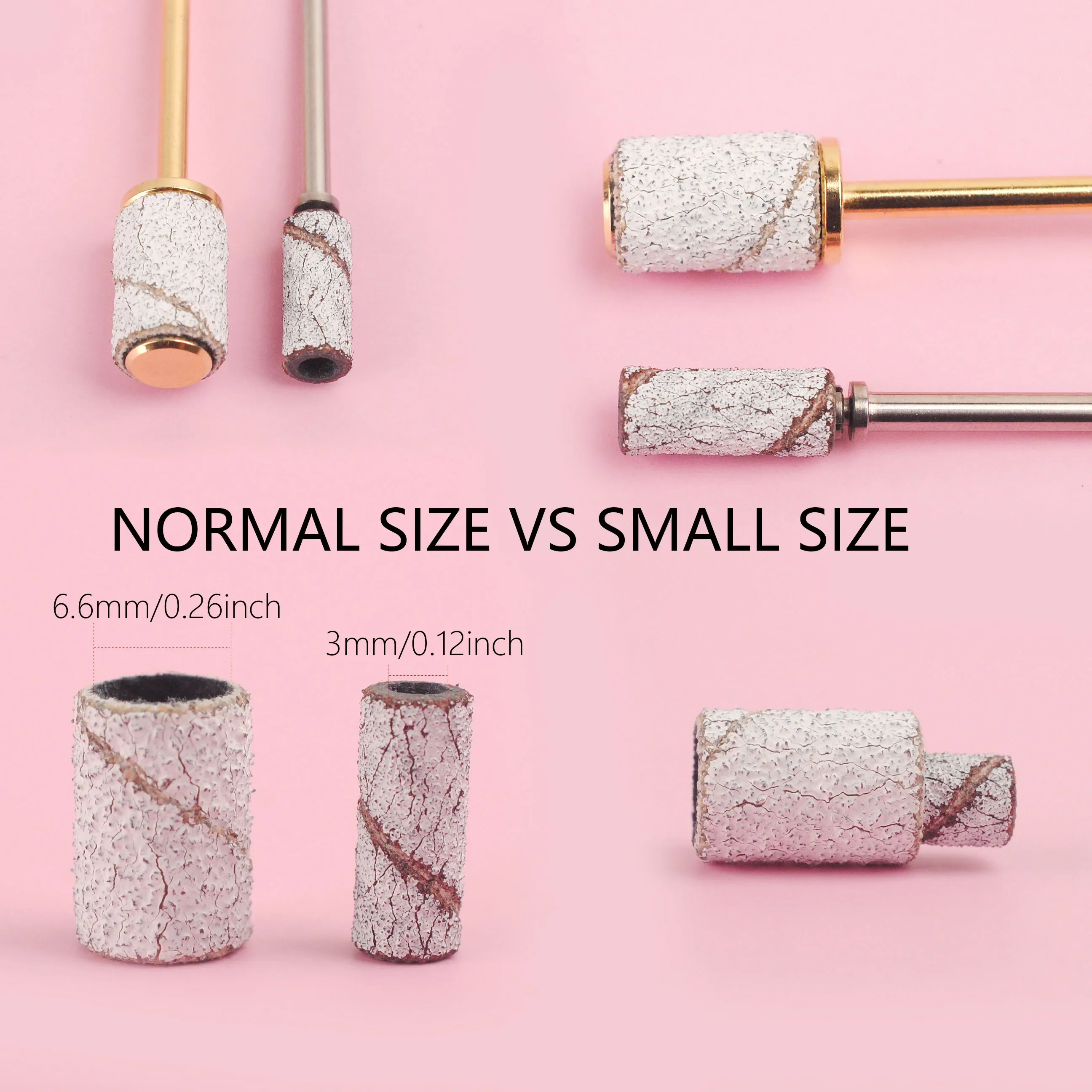 50/100Pcs 3mm Mini Weiß Schleifbänder Edelstahl Nagel Bohrer Bits Dorn Elektrische Maniküre Zubehör Werkzeug