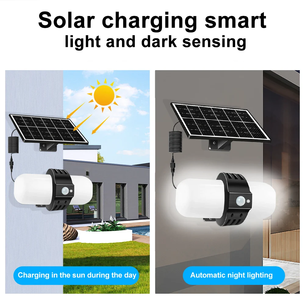 D2 LED Solar Barn Lights Motion Sensor Outdoor Solar Security Street Lights Waterproof 3 Modes Flood Lights Garden Porch Decor