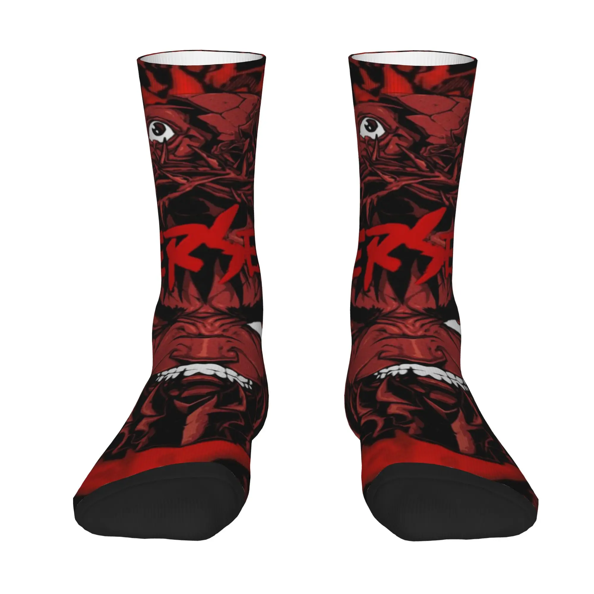 1 Pair Hip Hop Vintage Red Demon Face Berserk Rose Crazy Men's Sock BERSERKING Harajuku Seamless Printed Funny Sock