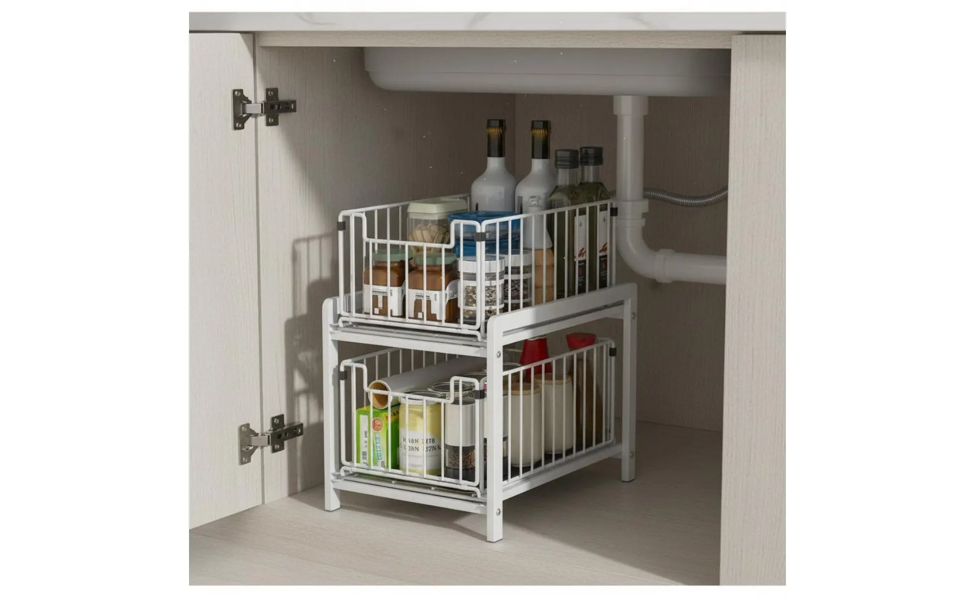 Under Sink Pull Extendable Shelf Versatile Under Sink Storage Shelf Cabinet Sliding Drawer Rack Sturdy Construction for Kitchen Under Sink Pull Extendable Shelf Versatile Under Sink Storage Shelf Cabinet Sliding Drawer Rack Sturdy Construction for Kitchen