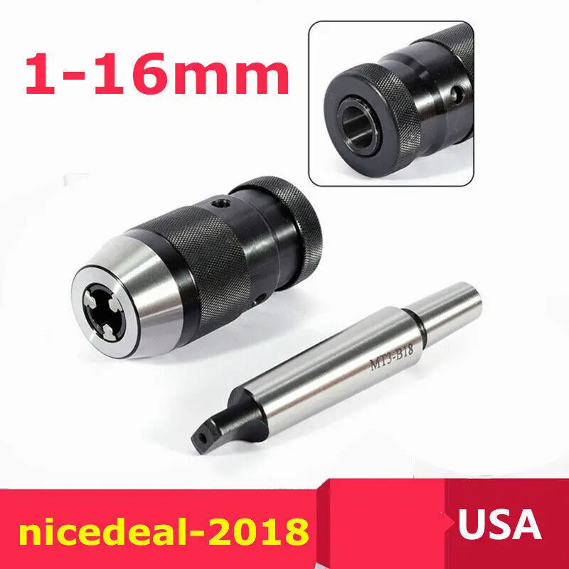 

MT3-B18 Lathe Drill Chuck Self Tighten 1-16MM 1/32"- 5/8" Keyless for Milling