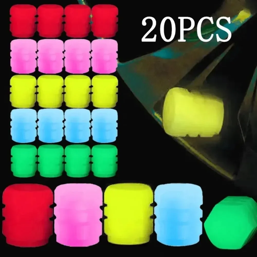 

20PCS Mini Luminous Tire Valve Caps Car Motorcycle Colorful Glowing Valve Cover Tire Wheel Hub Styling Decor Auto Accessories
