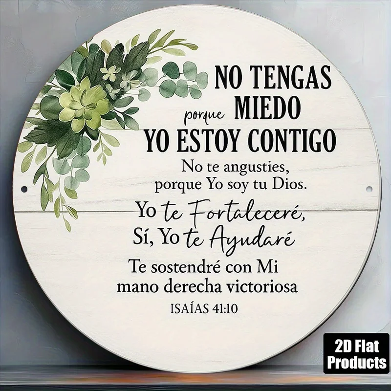 Spanish Isaiah 41:10 Bible Verse Floral Tin Sign - Vintage Durable Metal Plaque Wall Decor, Home Office Bar Man Cave Wall Art