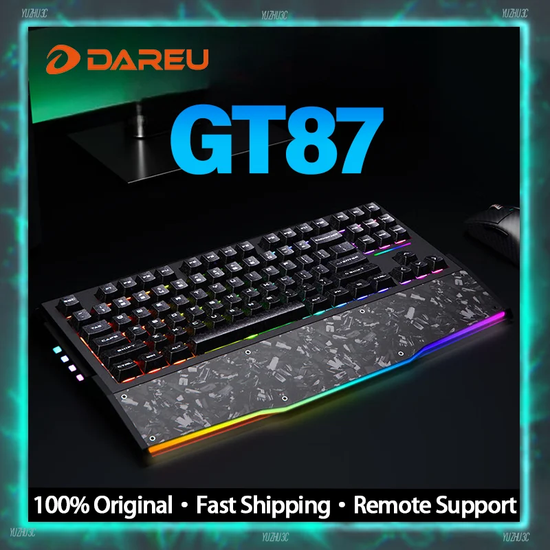 DAREU GT87 Tri-Mode Wireless Magnetic Switch Keyboard TMR 8000mAh Battery 0.125ms Latency 8K Polling Carbon Fiber Keycaps