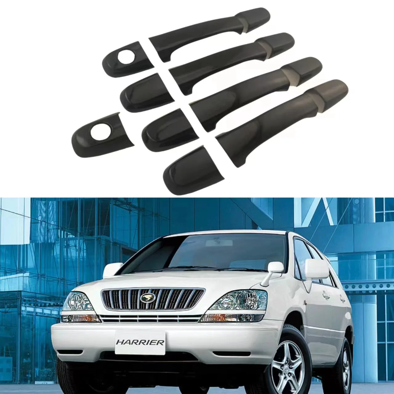 

Для 96-02 Toyota HARRIER ручка с узором из углеродного волокна дверная ручка и глянцевая черная дверная чаша корпус украшение