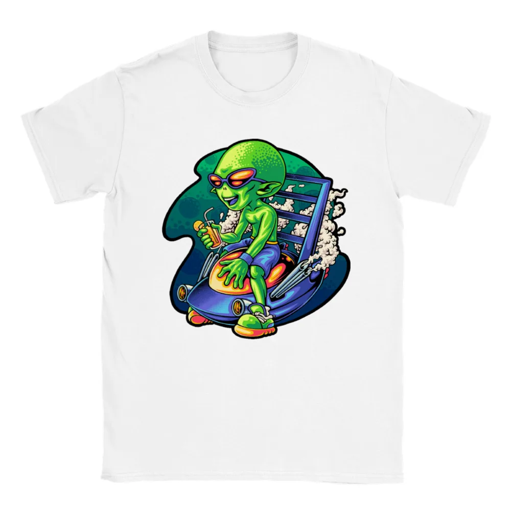 Hot Rod Alien Ufo Classic Unisex Crewneck T-Shirt Cotton Tees Short Sleeve T Shirt Round Collar Clothing Summer