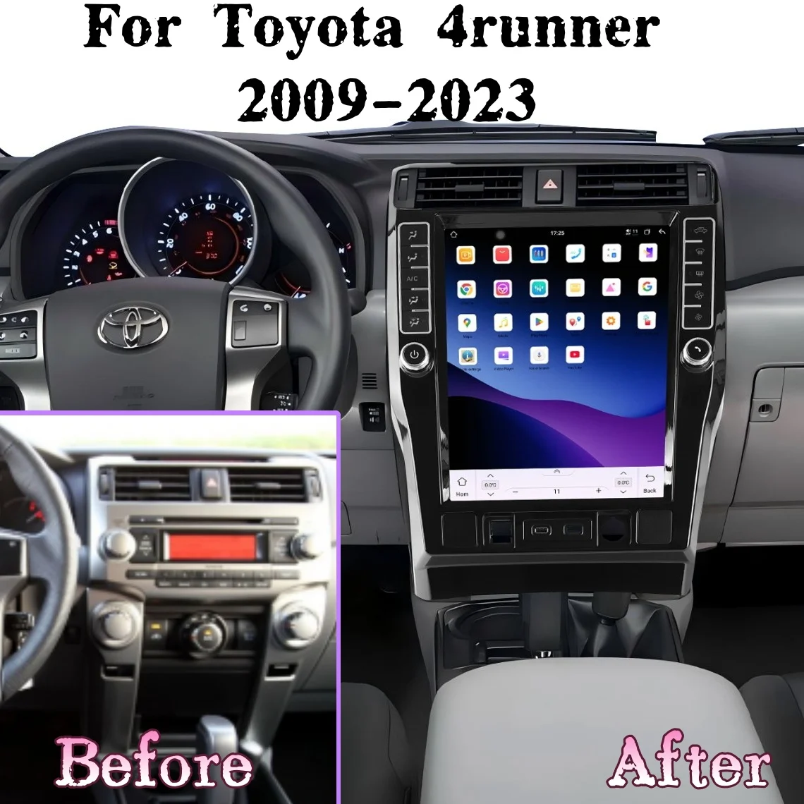 

Для 2009-2023 Toyota 4runner Автомобильный радиоприемник 16,2 дюйма Android 13 GPS-навигация Беспроводная камера CarPlay AHD 4G DSP Аудиоплеер