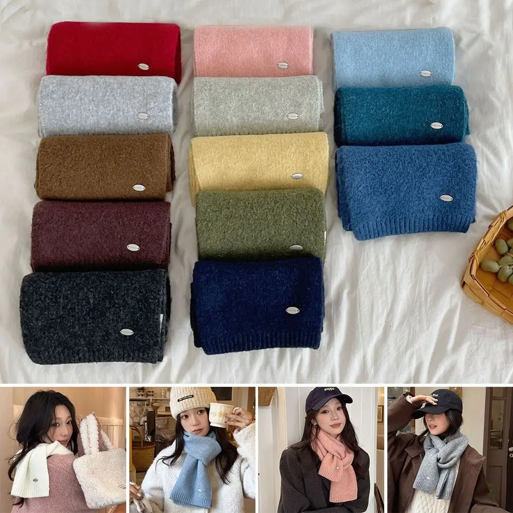 

Модный теплый зимний шарф, однотонный мягкий шарф на шею, утепленная шерстяная шаль для защиты шеи, женская и мужская шаль