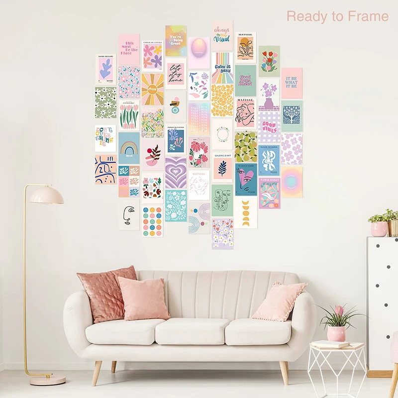 50PCS Danish Pastel Room Decor Postcards,4 x 6\' Danish Pastel Aesthetic Posters for Trendy Photo Wall, College Dorm Decoration