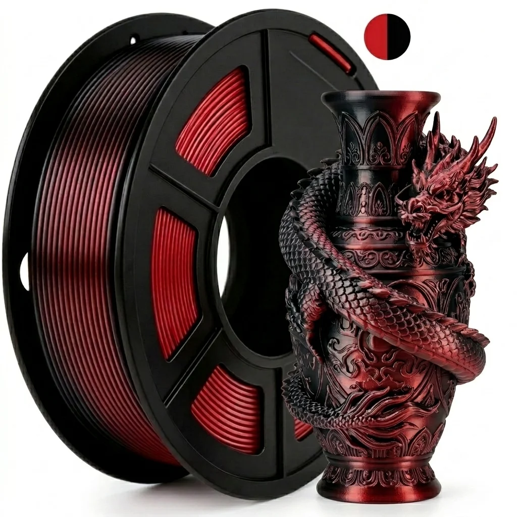 Silk Dual Color PLA Filament 1.75mm +/- 0.02mm Bicolor Two Tone 250g  for 3D Printer