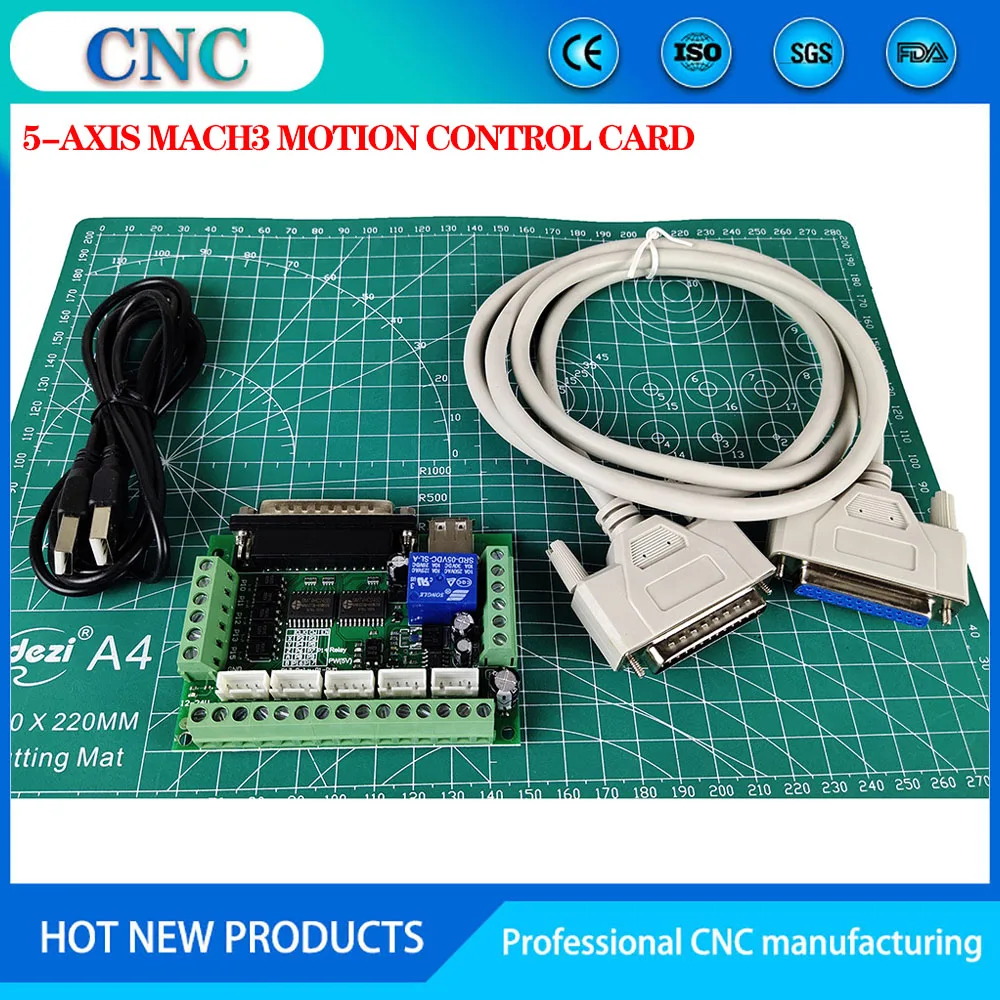 MACH3 engraving machine 5-axis CNC control board, with optocoupler, motor drive controller, with 25-pin parallel port USB cable