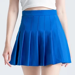 Mini Skirt Girls Red Pleated Saia  Korean Style Harajuku Fashion Kawaii Clothes 2023 Autumn Blue Sports Skirts Skort For Woman